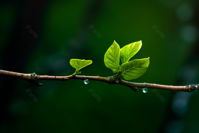 野外树叶树枝和雨滴高清特写摄影图,高清,摄影图,摄影图片,图片大全,摄影图免费下载